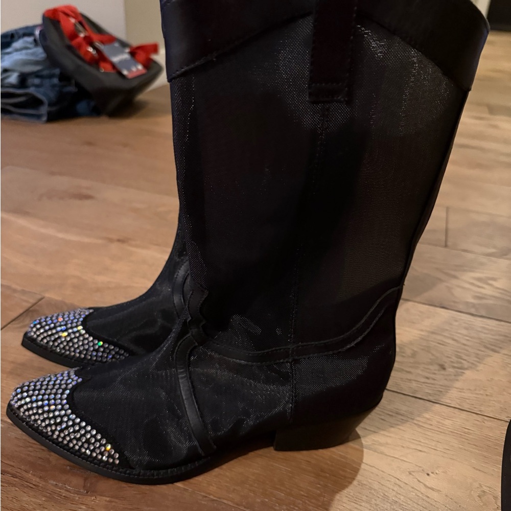 Black Studded Women's Cowboy Boots